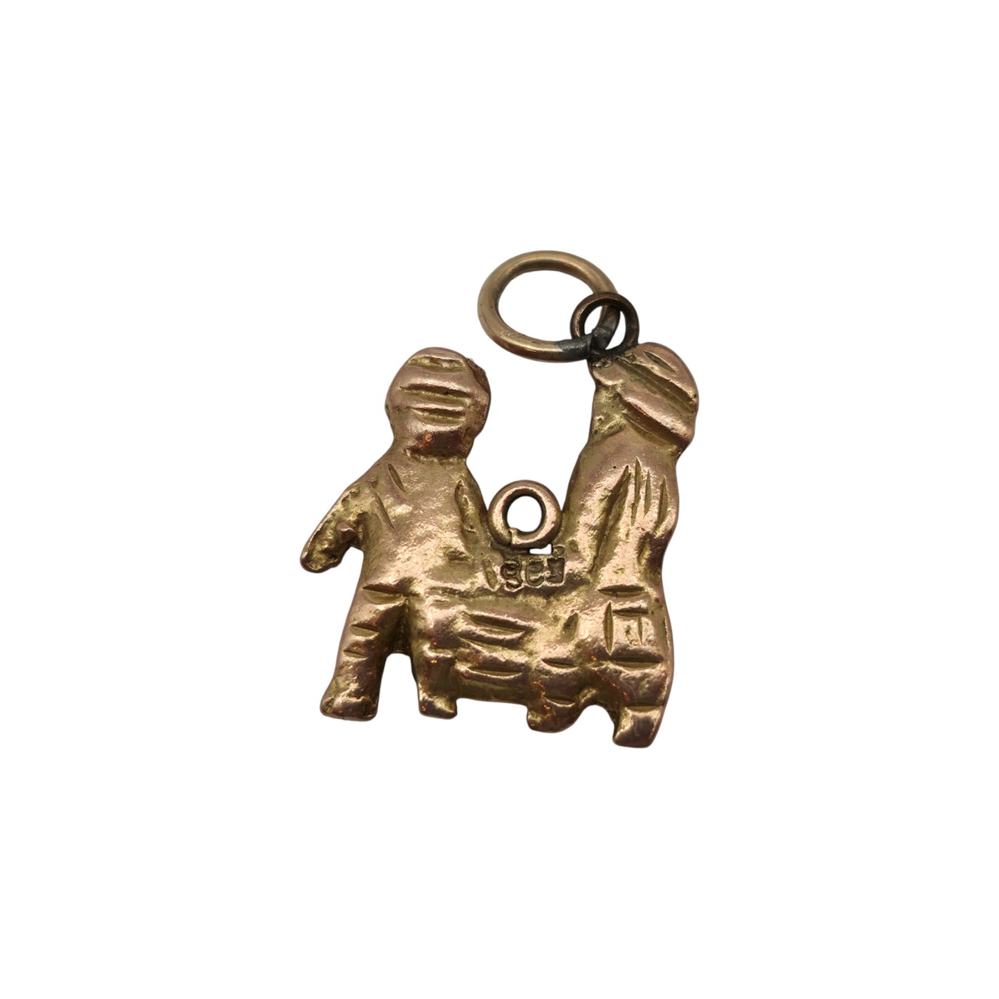 Antique 9ct Yellow Gold Hansel And Gretel Charm c.1900 L 1.5 cm 2.7 g.