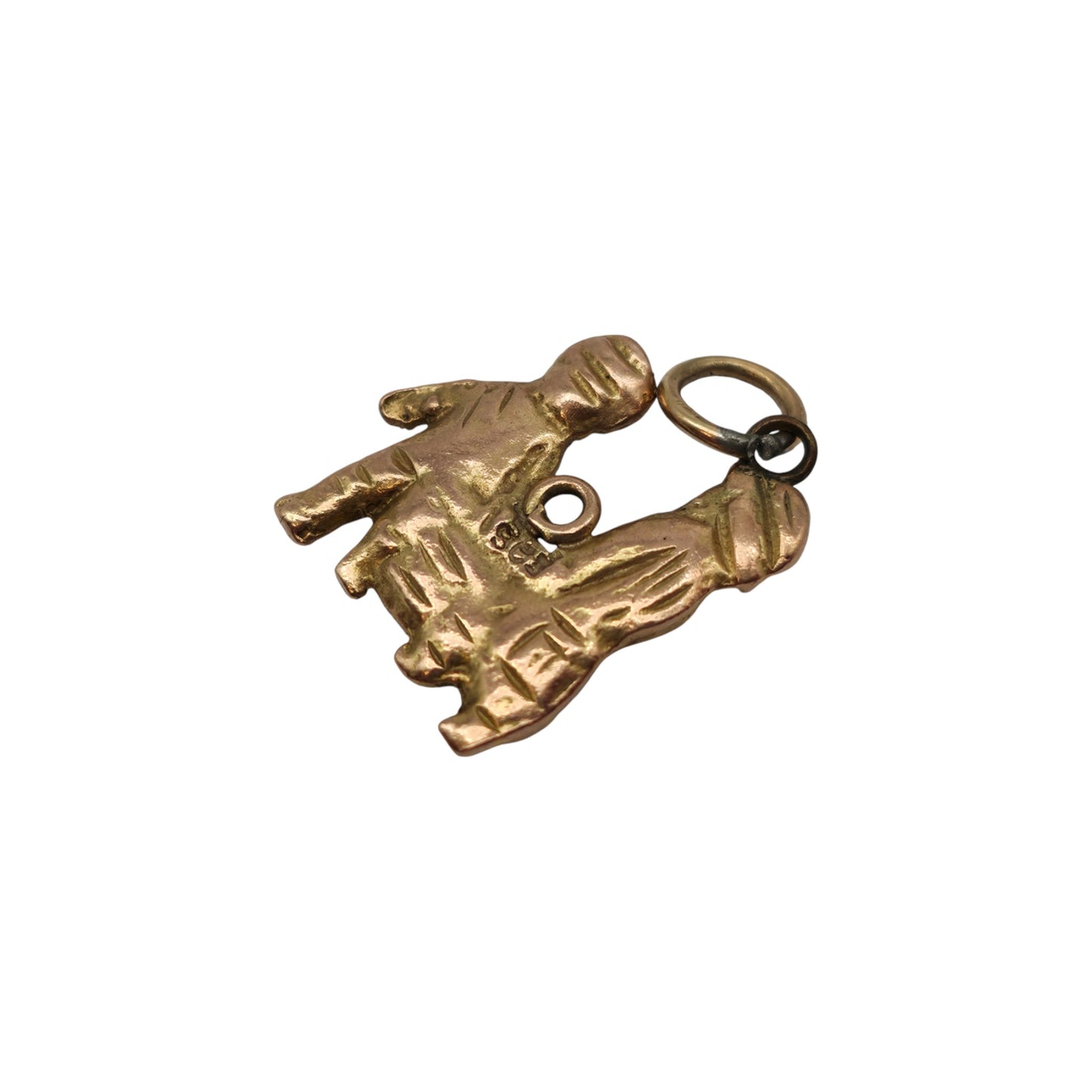 Antique 9ct Yellow Gold Hansel And Gretel Charm c.1900 L 1.5 cm 2.7 g.