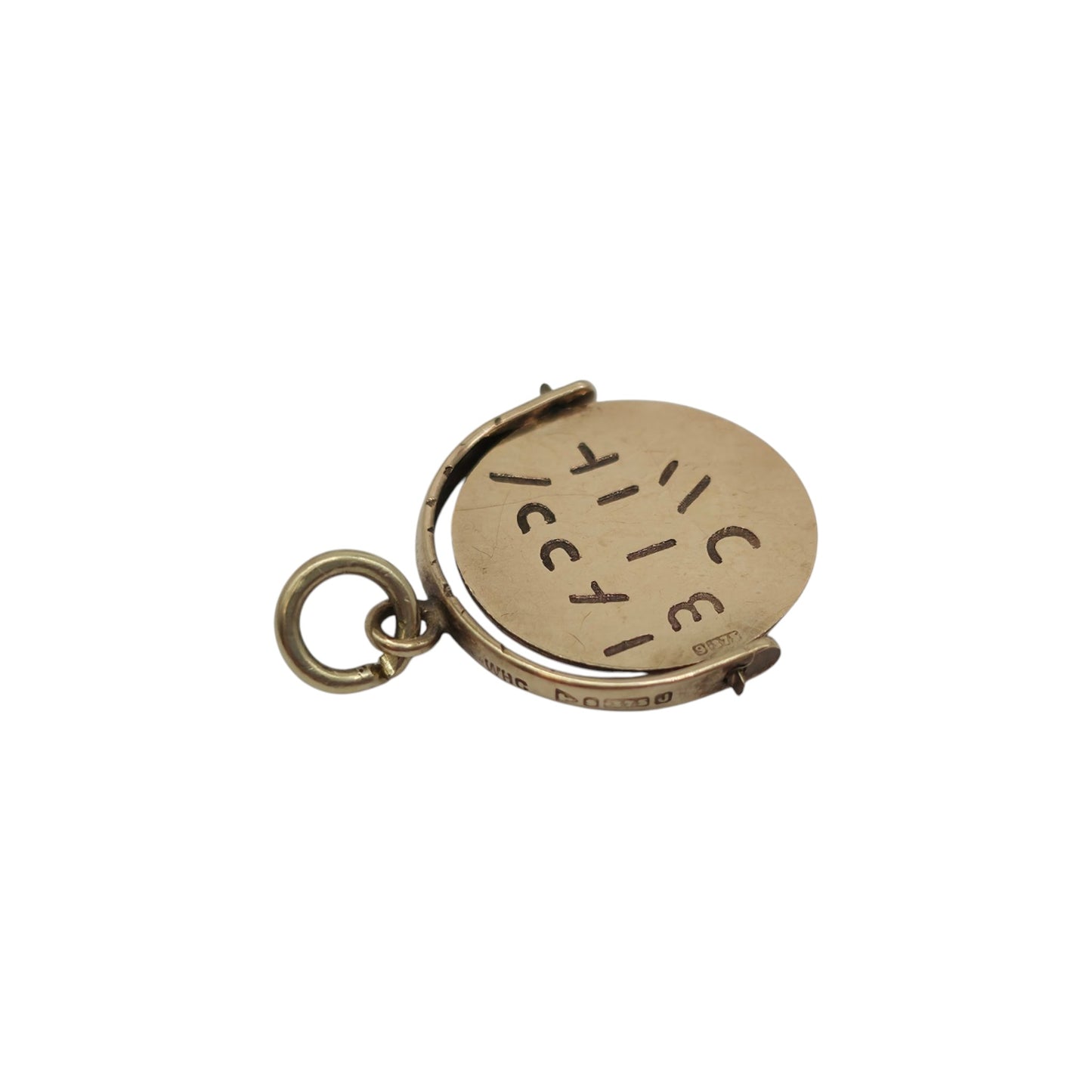 Chester 9ct 375 Yellow Gold Happy Birthday Spinner Charm 1959 L 1.4 cm 1.0 g.
