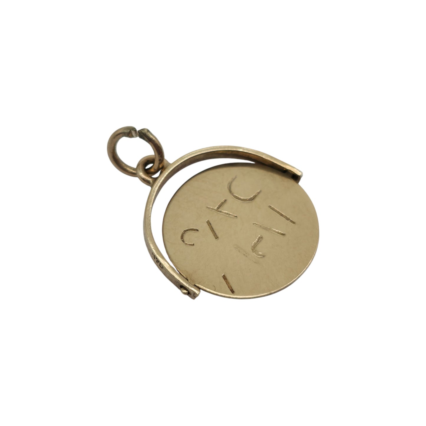 Rare 9ct 375 Yellow Gold "Happy Days" Spinner Charm 1967 L 1.4 cm 1.0 g.