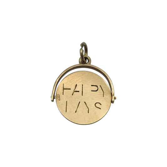 Rare 9ct 375 Yellow Gold "Happy Days" Spinner Charm 1967 L 1.4 cm 1.0 g.