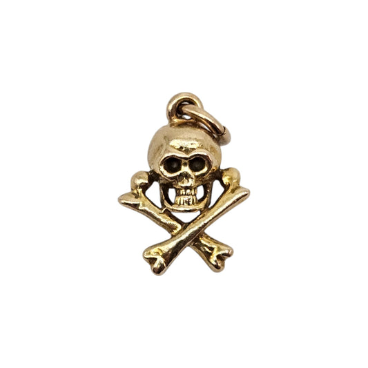 Rare 9ct 375 Yellow Gold Jolly Roger Charm 1957 L 1.1 cm 1.2 g.