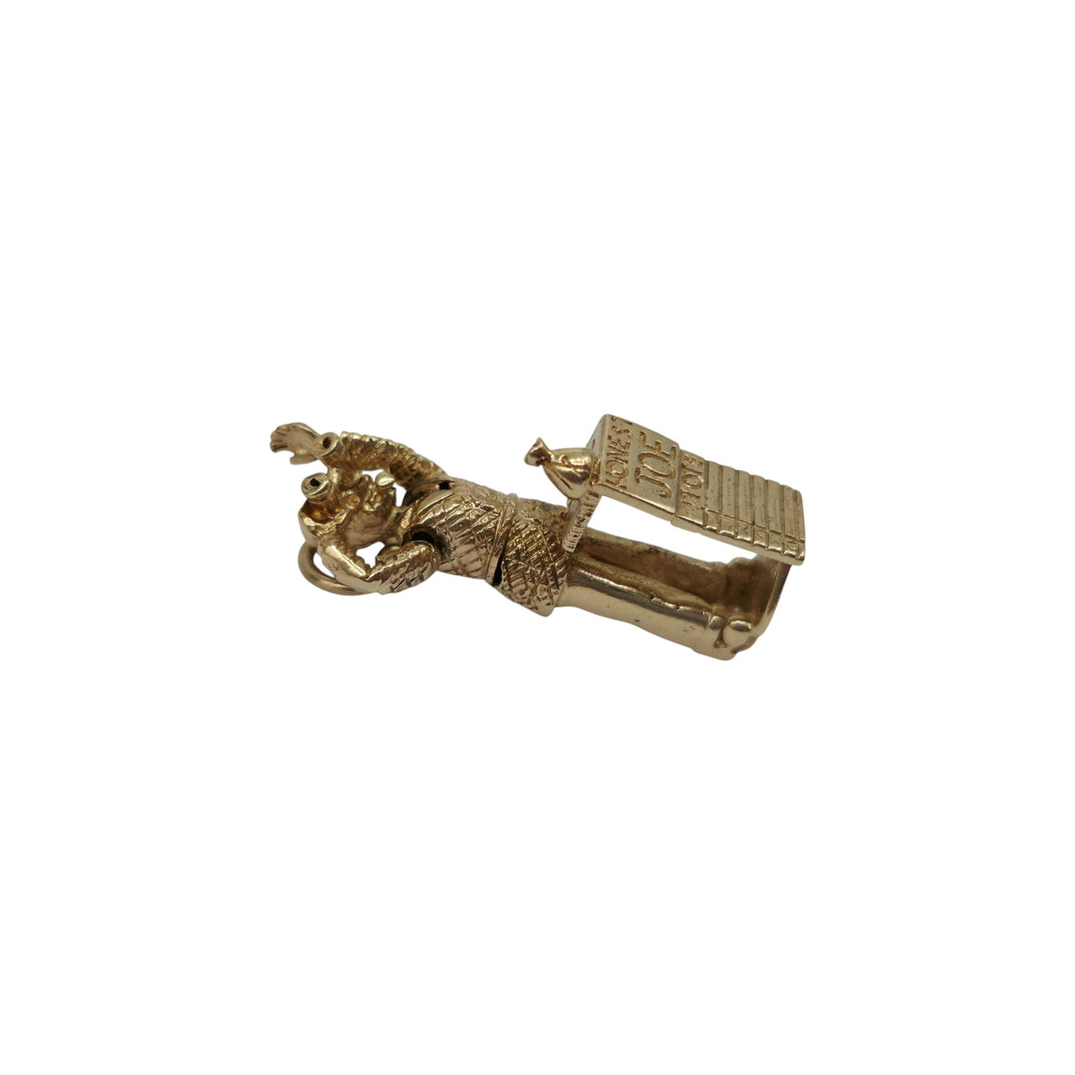 Unusual 9ct 375 Yellow Gold Articulated "Honest Joe Tote" Charm 1967 L 2.9 cm 6.2 g.