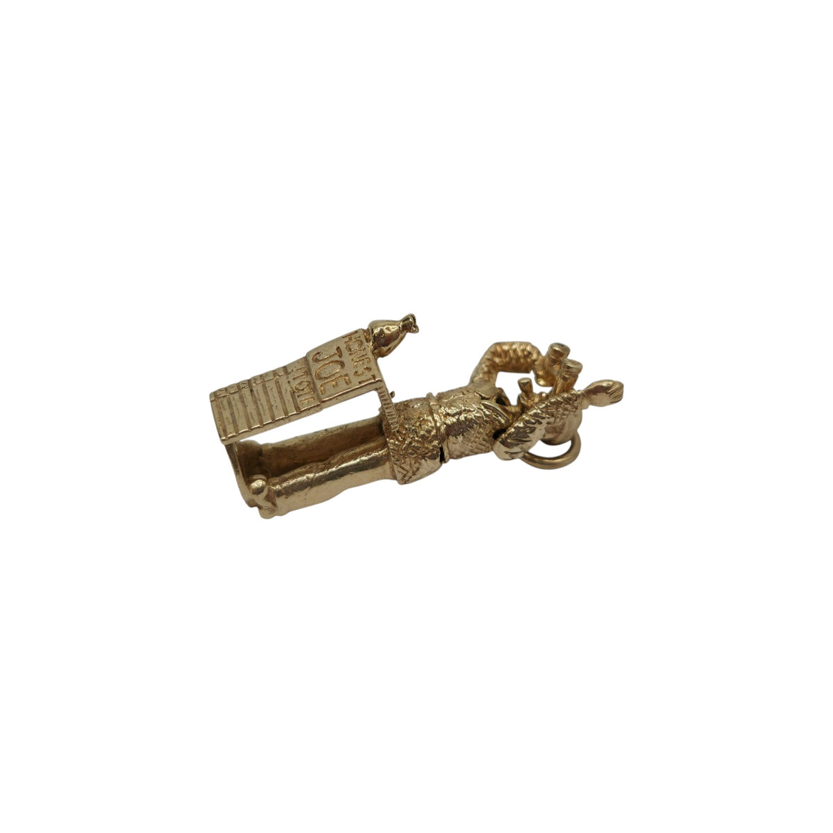 Unusual 9ct 375 Yellow Gold Articulated "Honest Joe Tote" Charm 1967 L 2.9 cm 6.2 g.