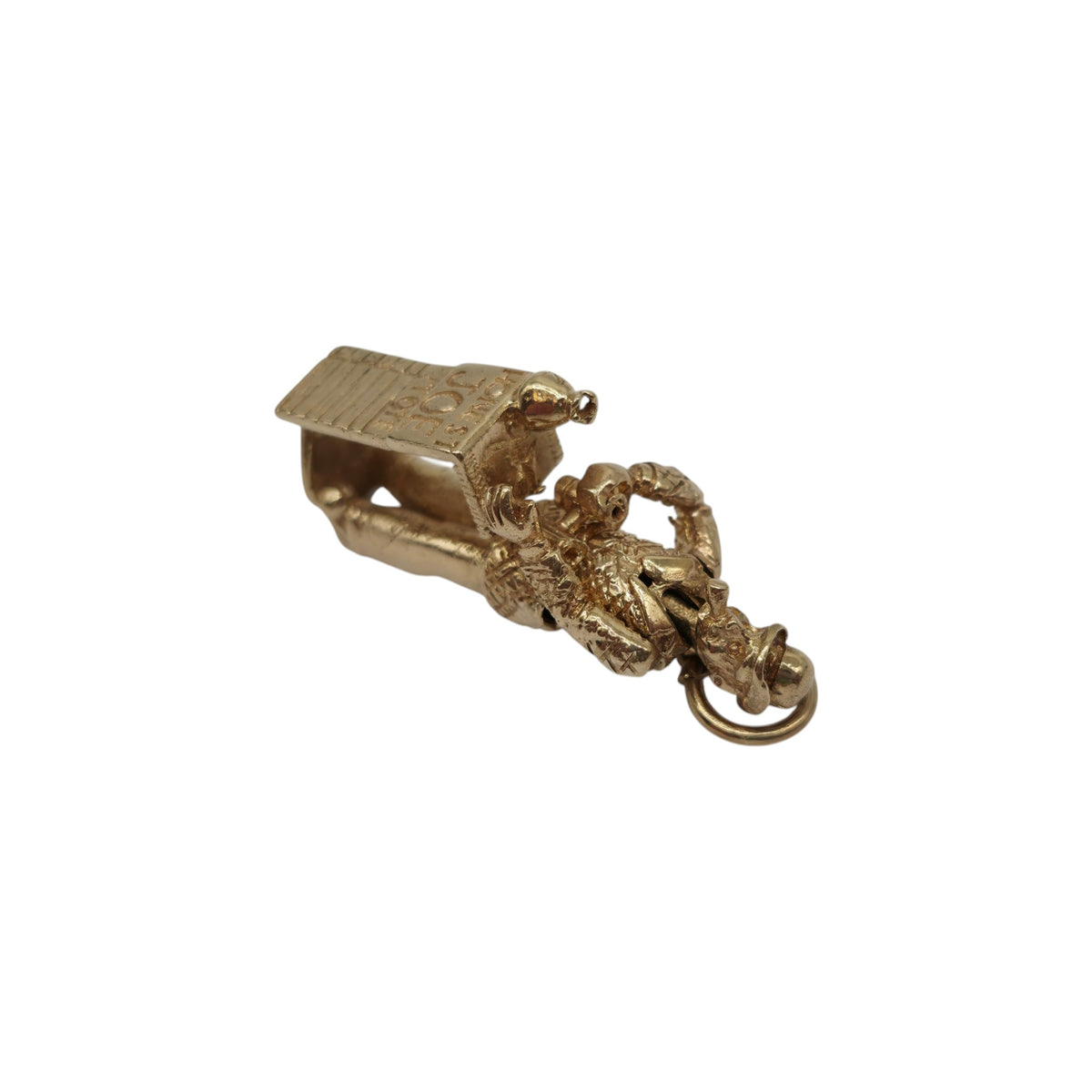 Unusual 9ct 375 Yellow Gold Articulated "Honest Joe Tote" Charm 1967 L 2.9 cm 6.2 g.