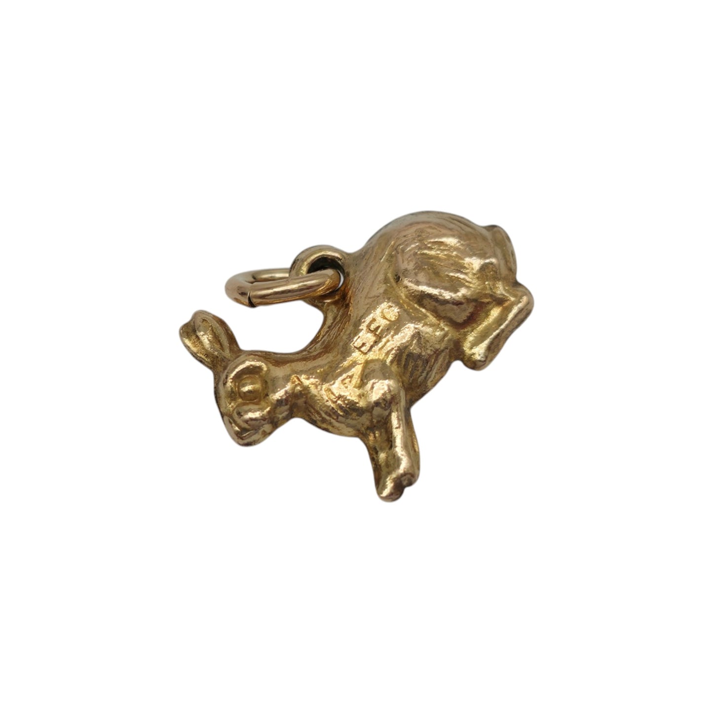 9ct Yellow Gold Hare Charm c.1960's L 1.5 cm 0.7 g.