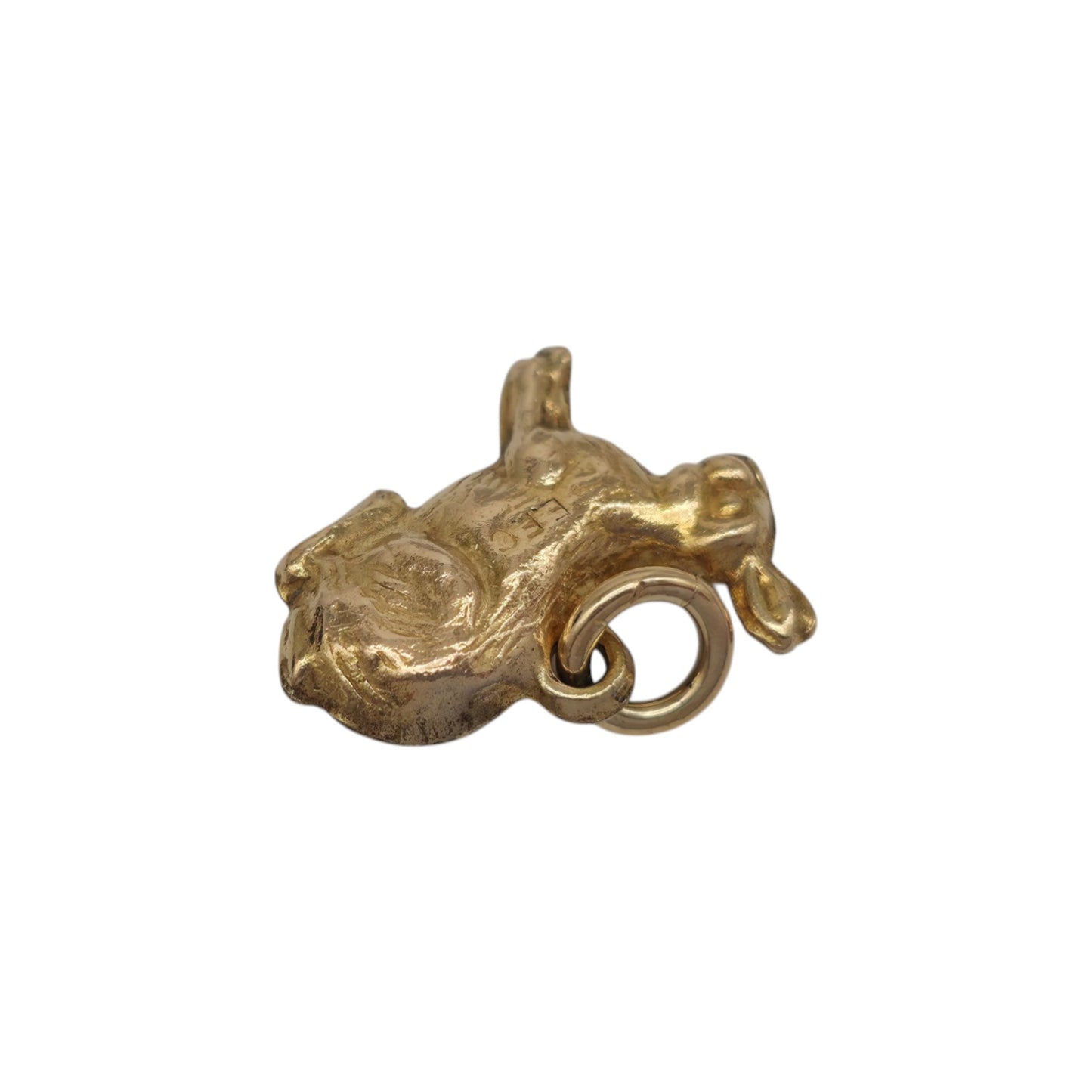 9ct Yellow Gold Hare Charm c.1960's L 1.5 cm 0.7 g.