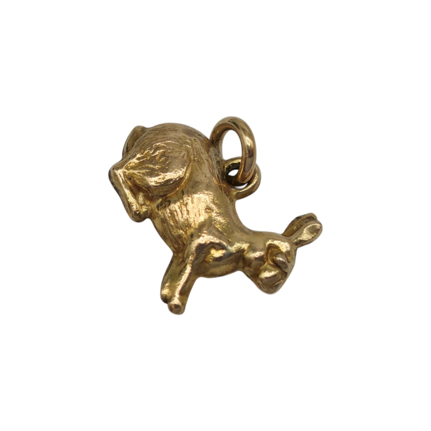 9ct Yellow Gold Hare Charm c.1960's L 1.5 cm 0.7 g.