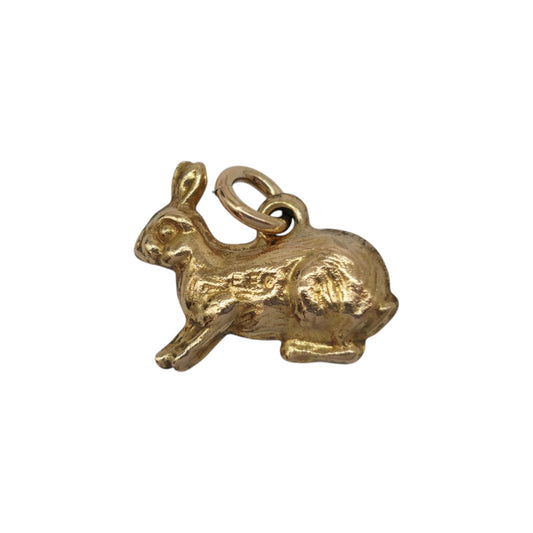 9ct Yellow Gold Hare Charm c.1960's L 1.5 cm 0.7 g.