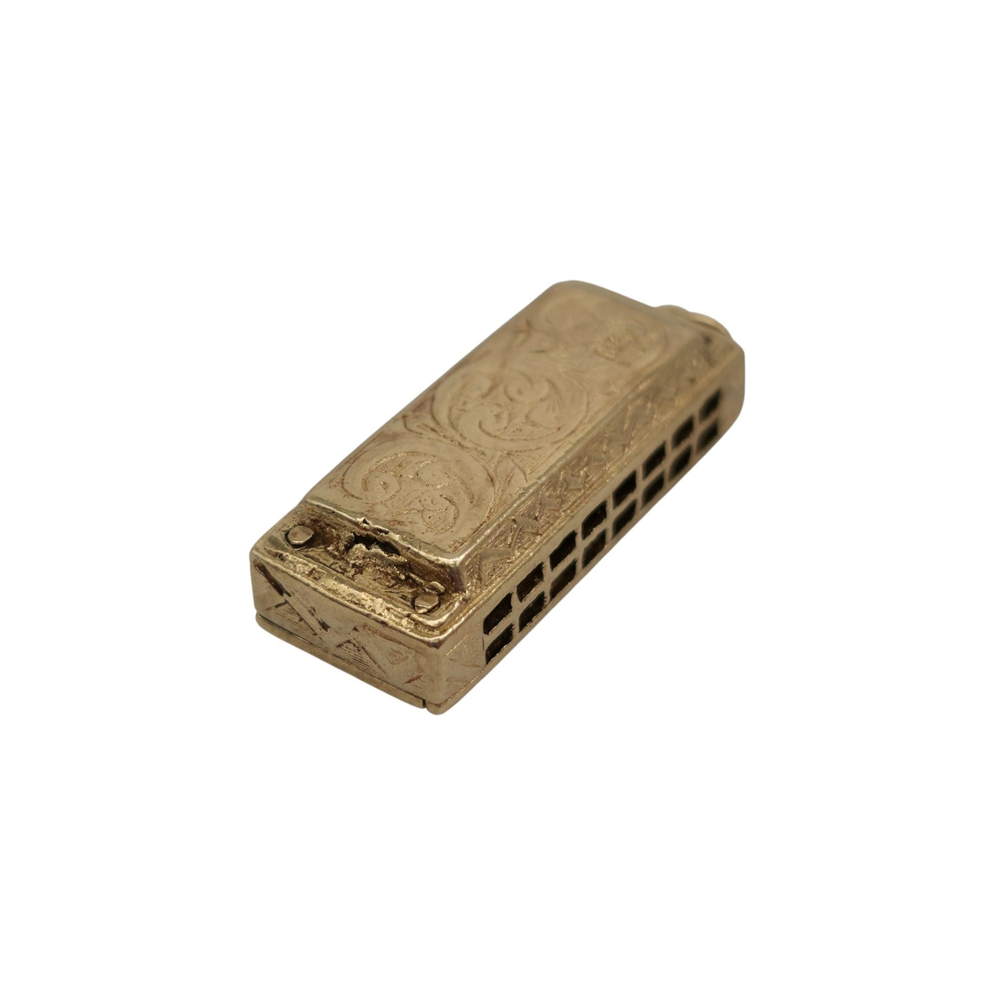 Heavy 9ct 375 Yellow Gold Harmonica Pendant 1972 L 2.9 cm 11.3 g.