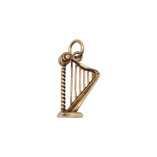 9ct 375 Yellow Gold Harp Charm 1973