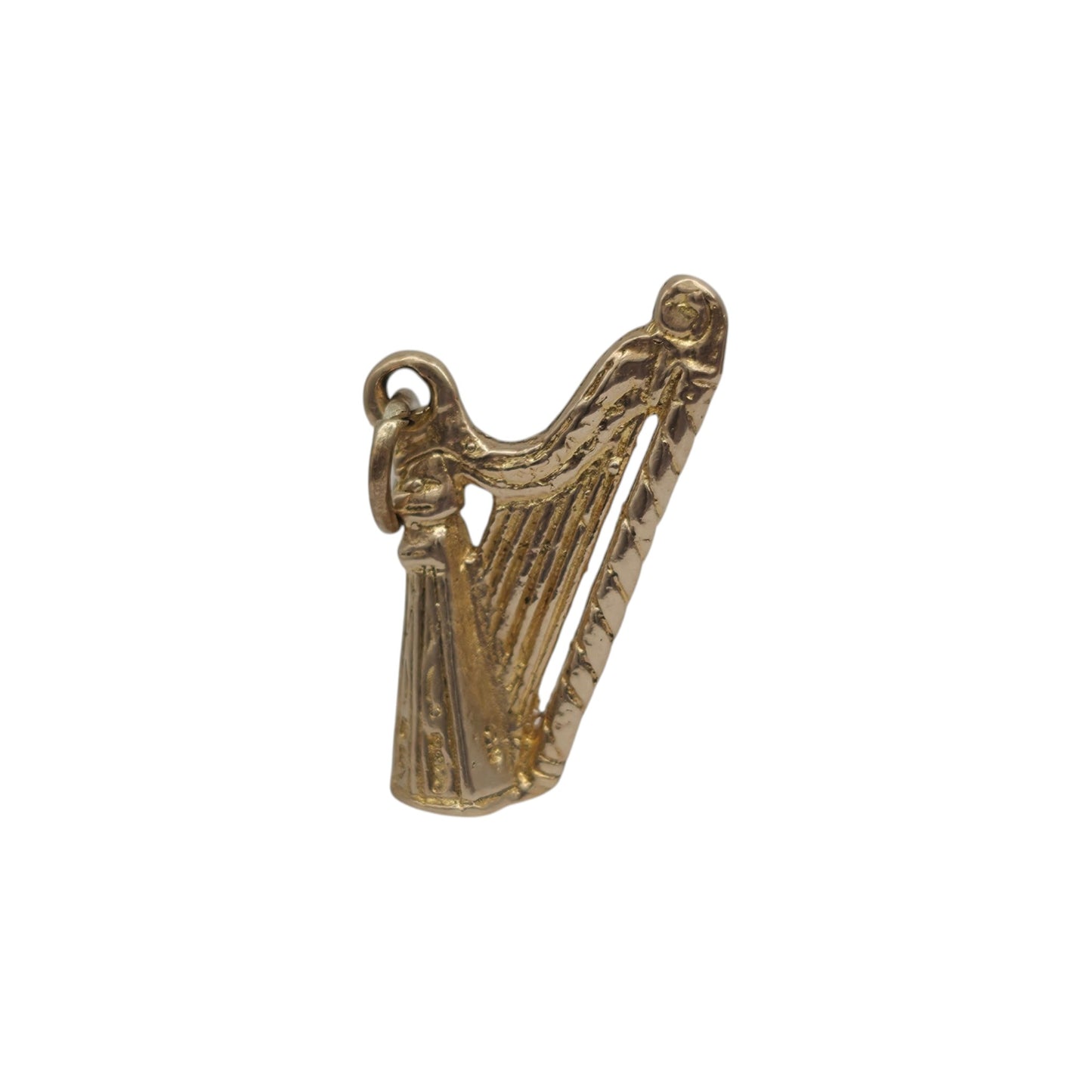 9ct 375 Yellow Gold Harp Charm 1957 L 1.8 cm 1.9 g.