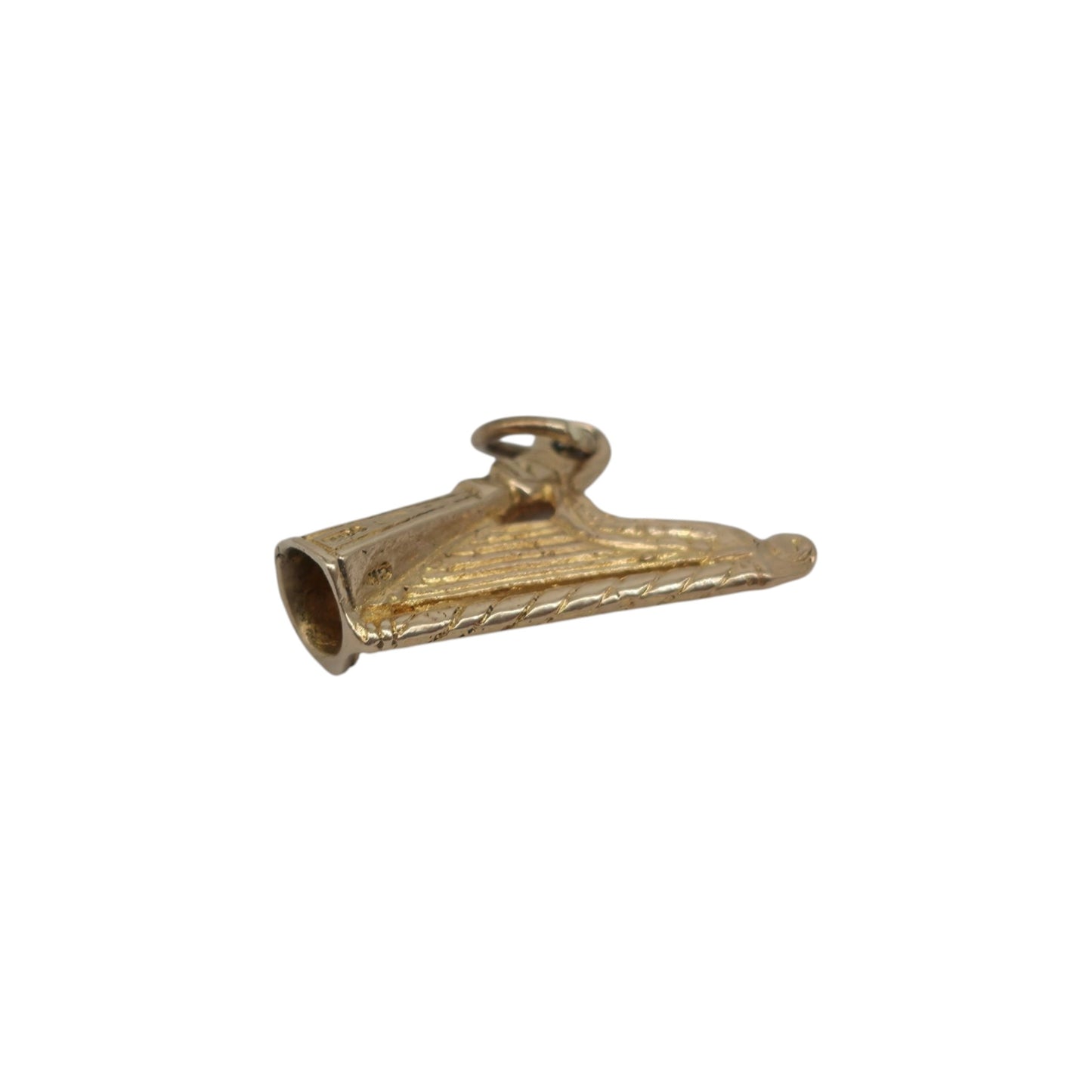 9ct 375 Yellow Gold Harp Charm 1957 L 1.8 cm 1.9 g.