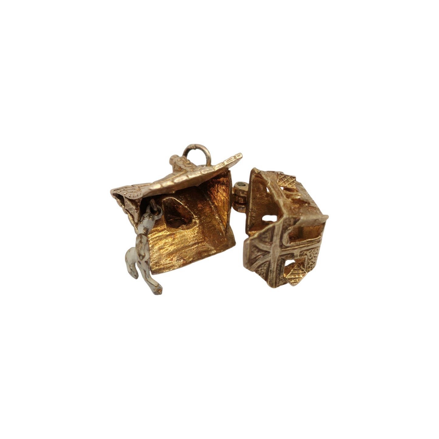 Heavy 9ct 375 Yellow Gold Haunted House Opening Charm 1970 L 1.9 cm 7.0 g.