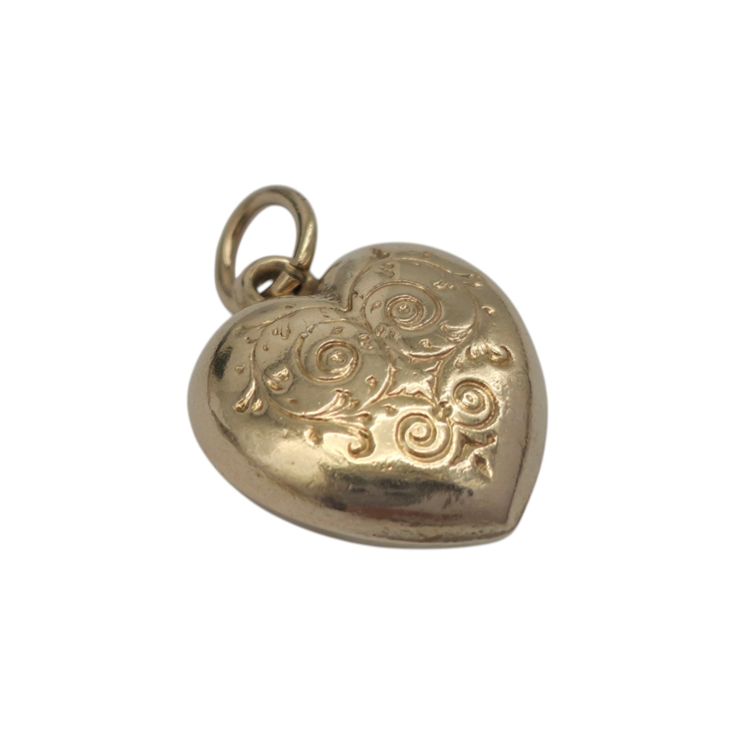 9ct 375 Yellow Gold Engraved Heart Charm 1965 L 1.3 cm 1.2 g.