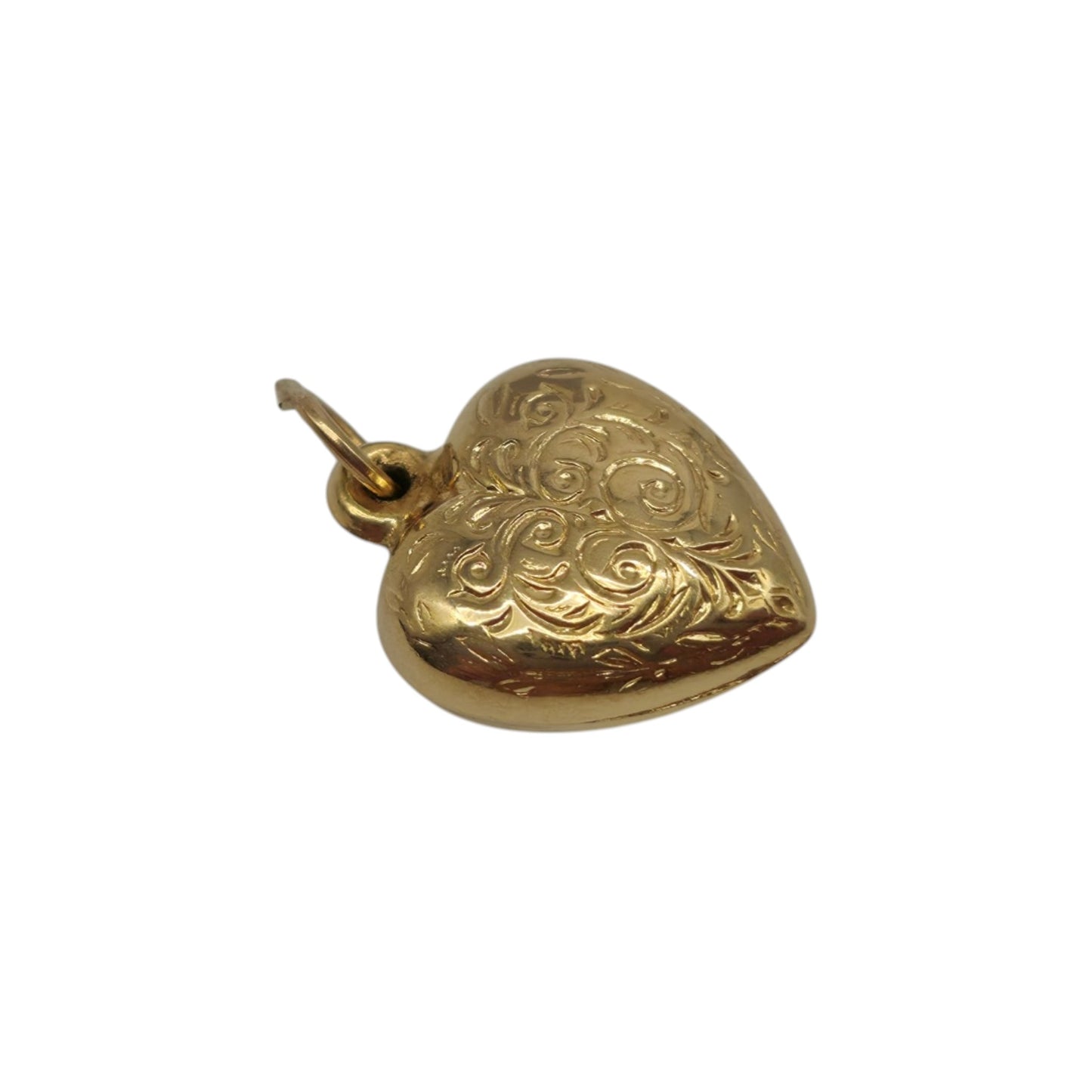 9ct 375 Yellow Gold Engraved Heart Charm 1964 L 1.1 cm 0.5 g.