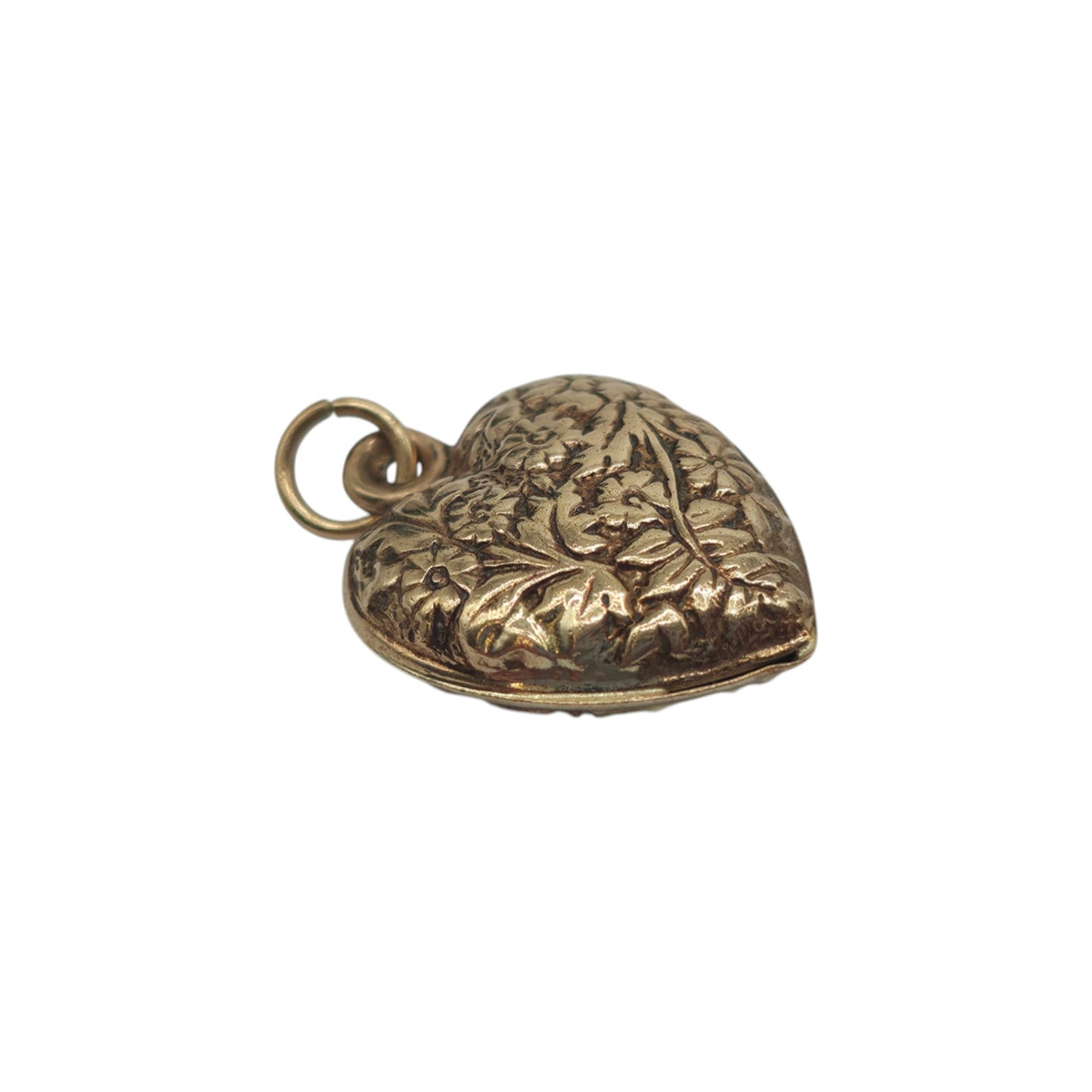 Decorative 9ct 375 Yellow Gold Heart Charm c.1970's L 1.5 cm 0.8 g.
