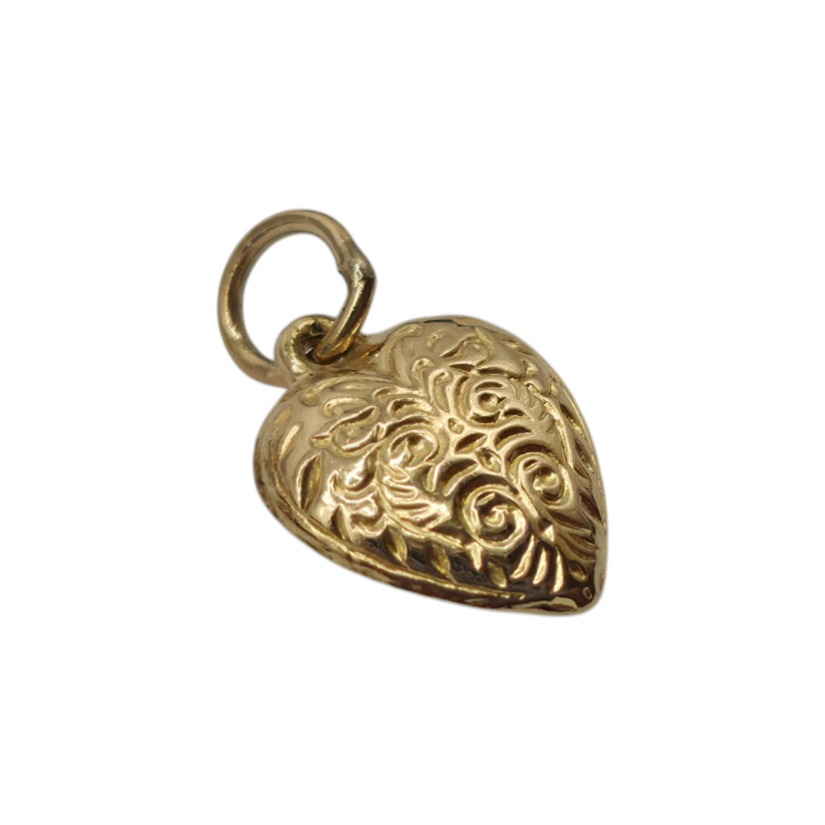 Petite 9ct 375 Yellow Gold Engraved Heart Charm c.1980 L 0.8 cm 0.2 g.