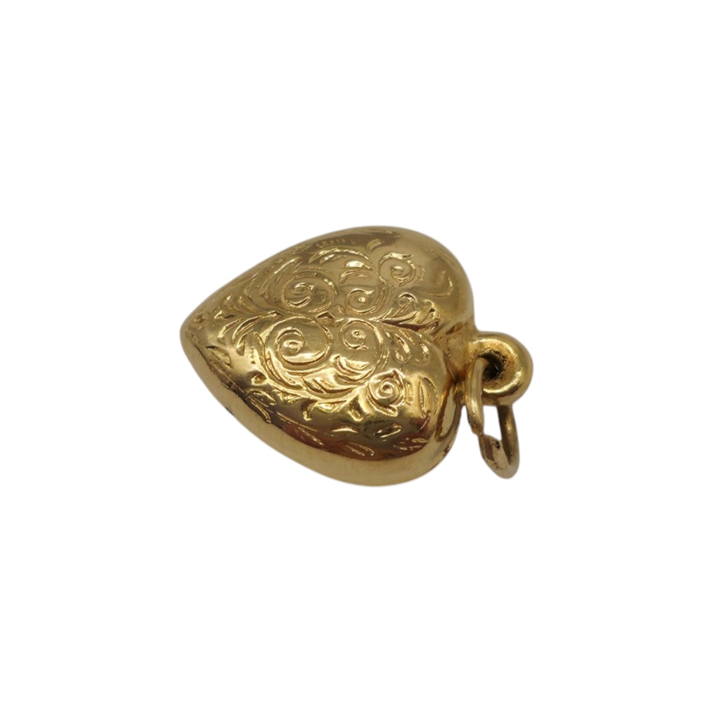 9ct 375 Yellow Gold Engraved Heart Charm 1964 L 1.1 cm 0.5 g.