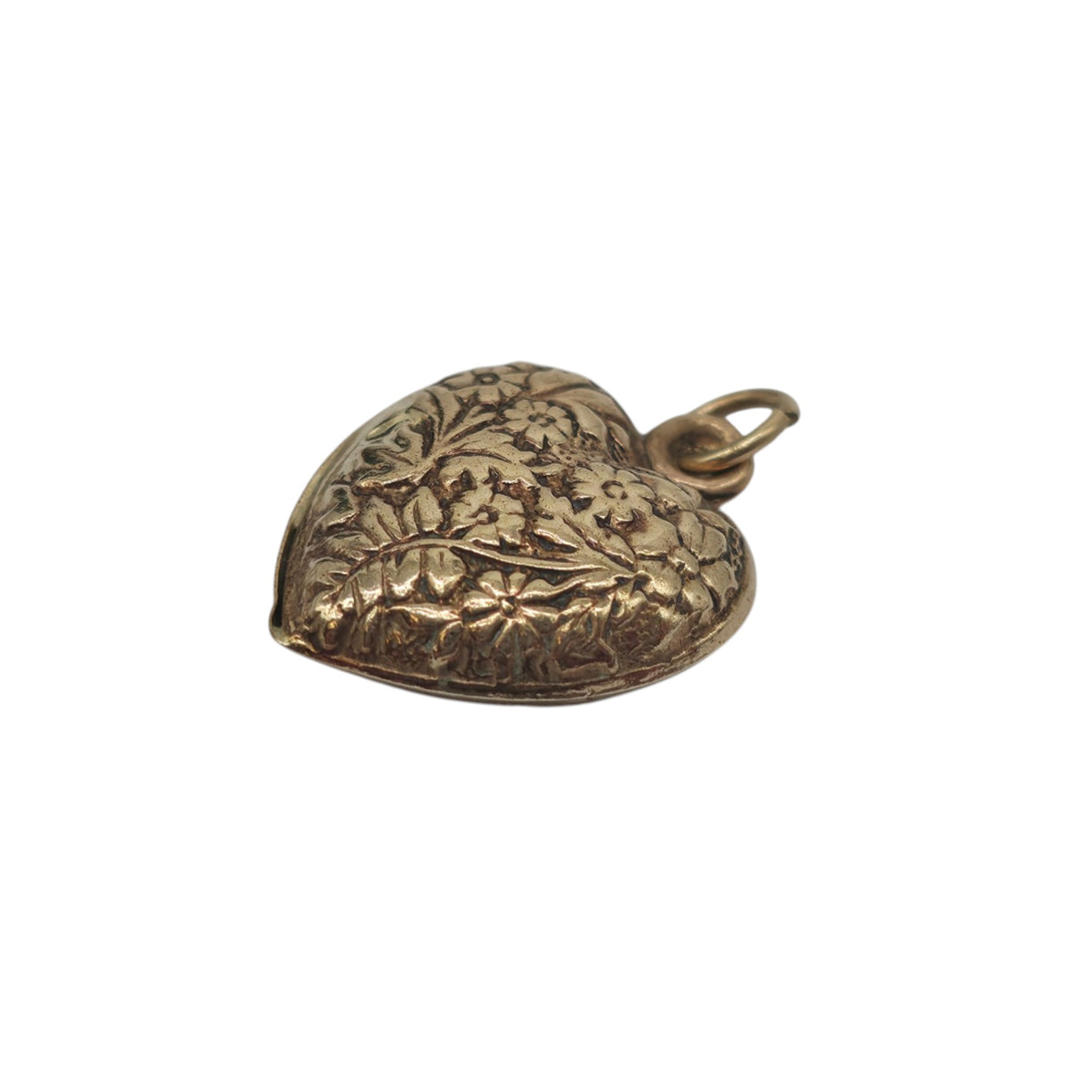 Decorative 9ct 375 Yellow Gold Heart Charm c.1970's L 1.5 cm 0.8 g.