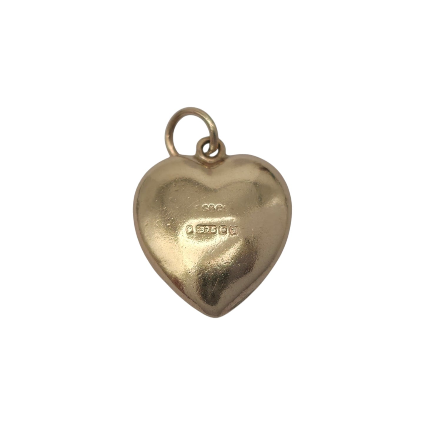 9ct 375 Yellow Gold Heart Charm 1951 L 1.3 cm 0.9 g.