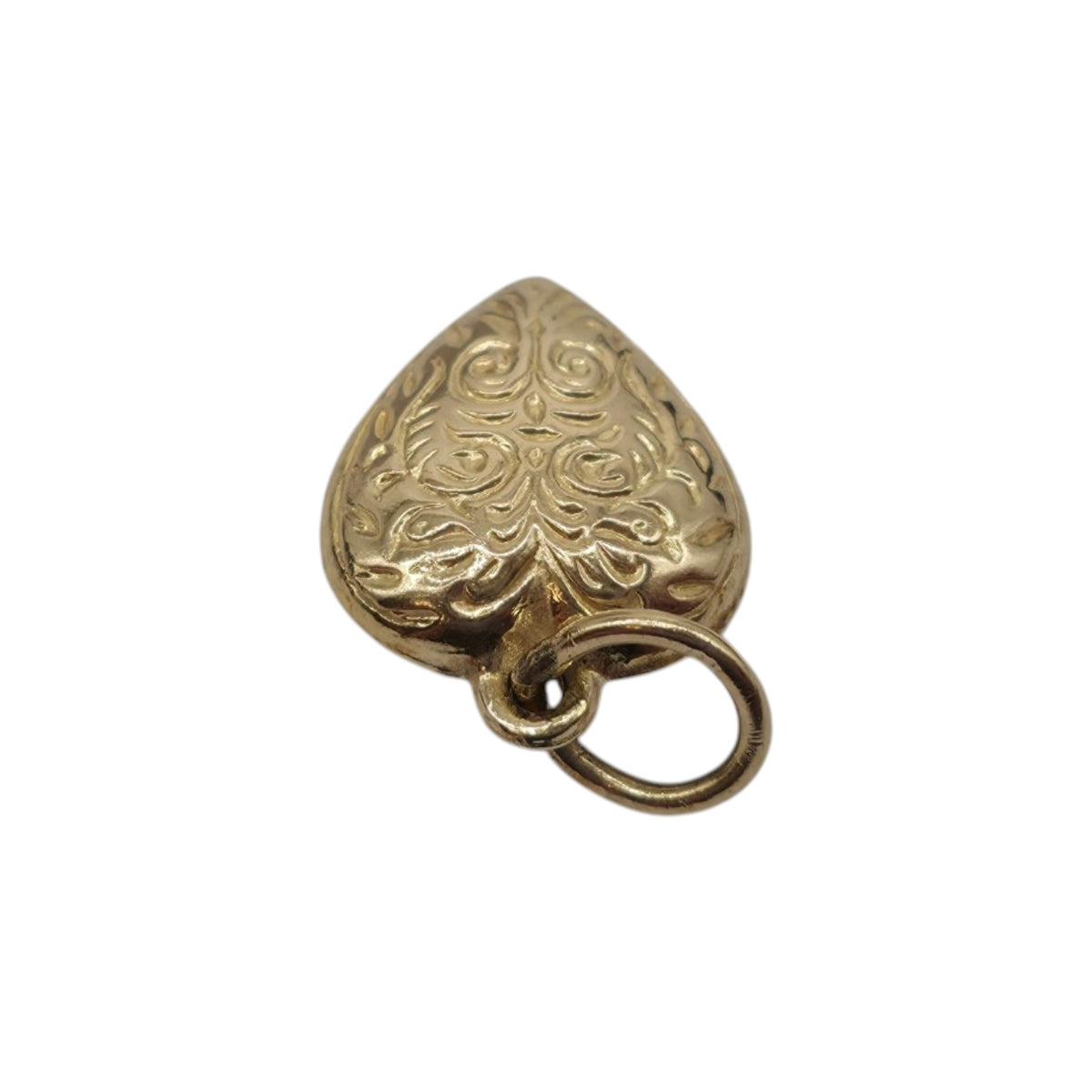 Petite 9ct 375 Yellow Gold Engraved Heart Charm c.1980 L 0.8 cm 0.2 g.