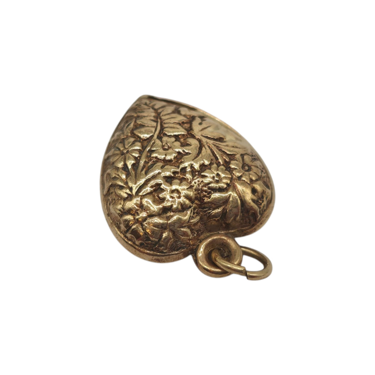 Decorative 9ct 375 Yellow Gold Heart Charm c.1970's L 1.5 cm 0.8 g.