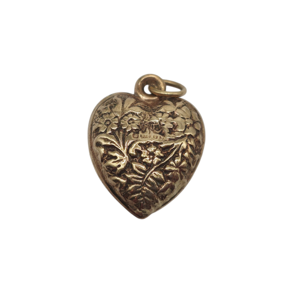 Decorative 9ct 375 Yellow Gold Heart Charm c.1970's L 1.5 cm 0.8 g.