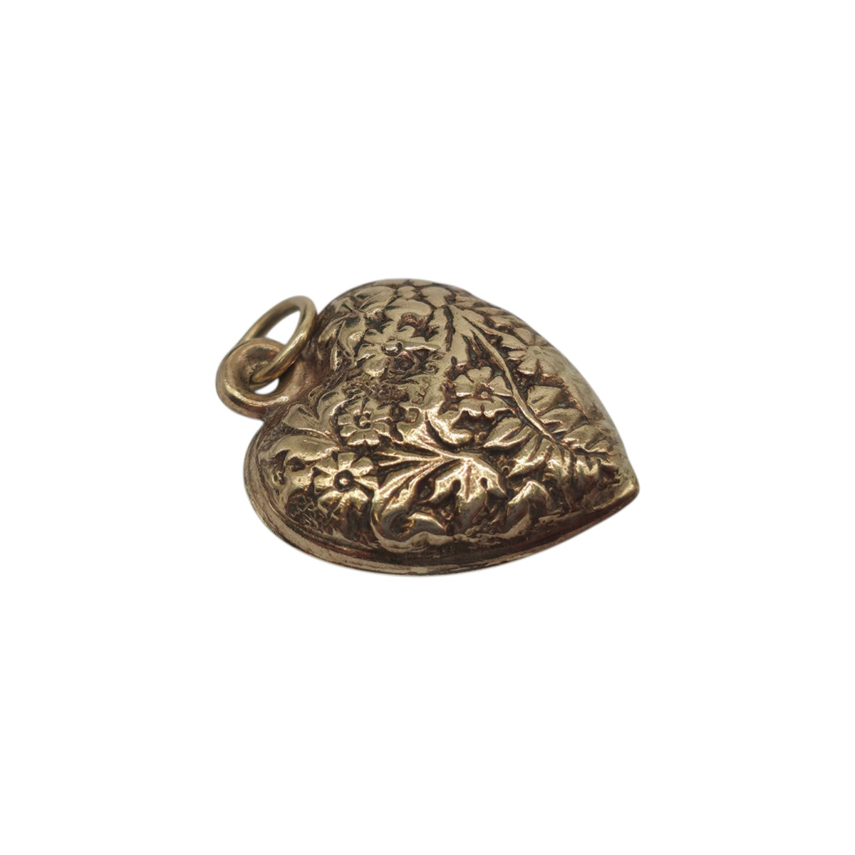 Decorative 9ct 375 Yellow Gold Heart Charm c.1970's L 1.5 cm 0.8 g.
