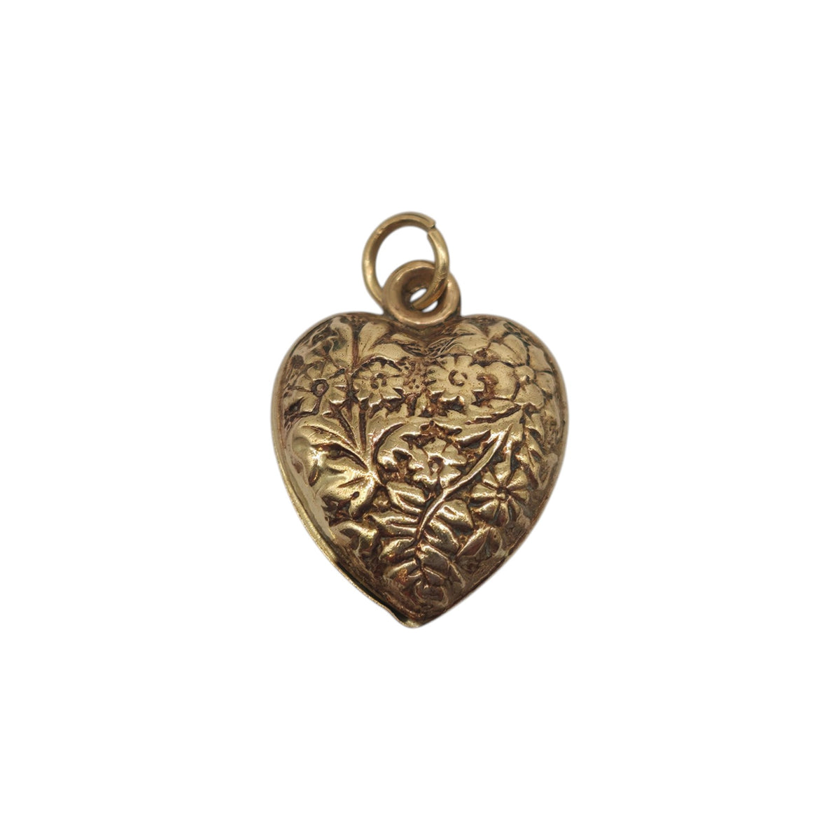 Decorative 9ct 375 Yellow Gold Heart Charm c.1970's L 1.5 cm 0.8 g.