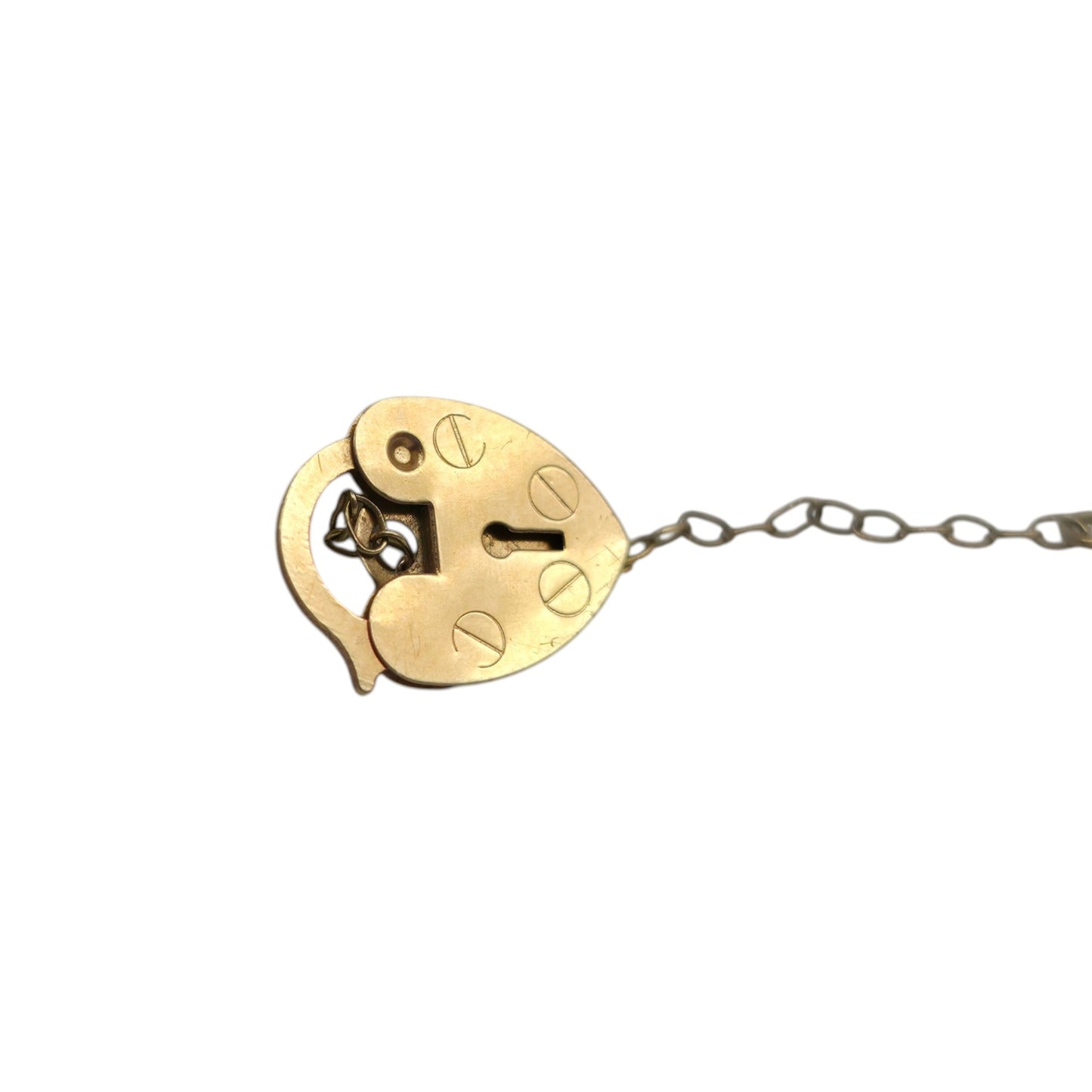 Petite 9ct 375 Yellow Gold Heart Shaped Padlock L 1.3 cm 0.4 g.