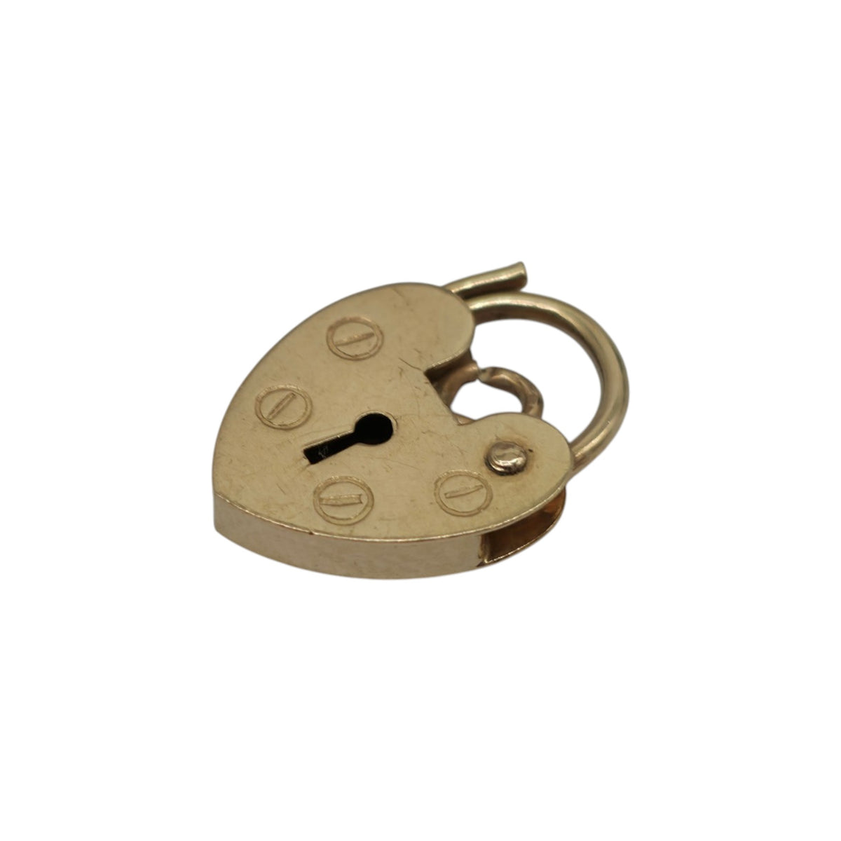 Petite 9ct 375 Yellow Gold Heart Shaped Padlock L 1.4 cm 0.7 g.