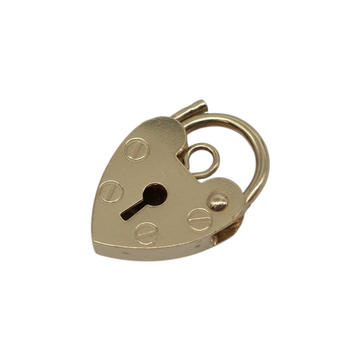 Petite 9ct 375 Yellow Gold Heart Shaped Padlock L 1.3 cm 0.7 g.