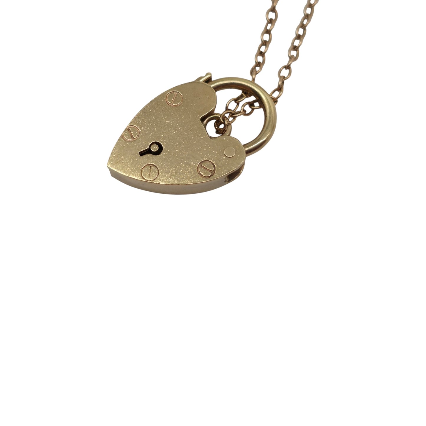 9ct 375 Yellow Gold Heart Shaped Padlock 1964 L 2.1 cm 2.8 g.