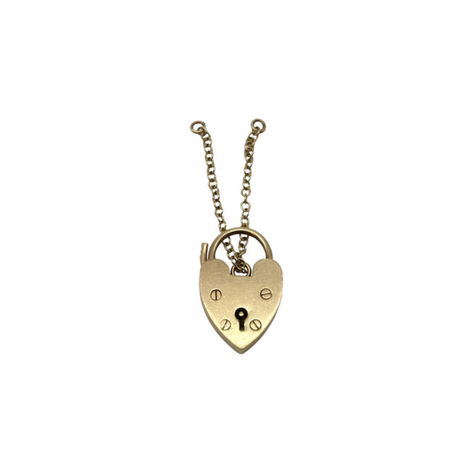 Large 9ct 375 Yellow Gold Heart Shaped Padlock