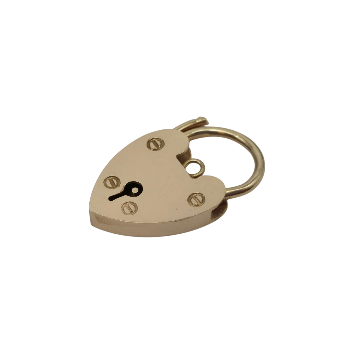 9ct 375 Yellow Gold Heart Shaped Padlock 1975 L 2.5 cm 3.4 g.