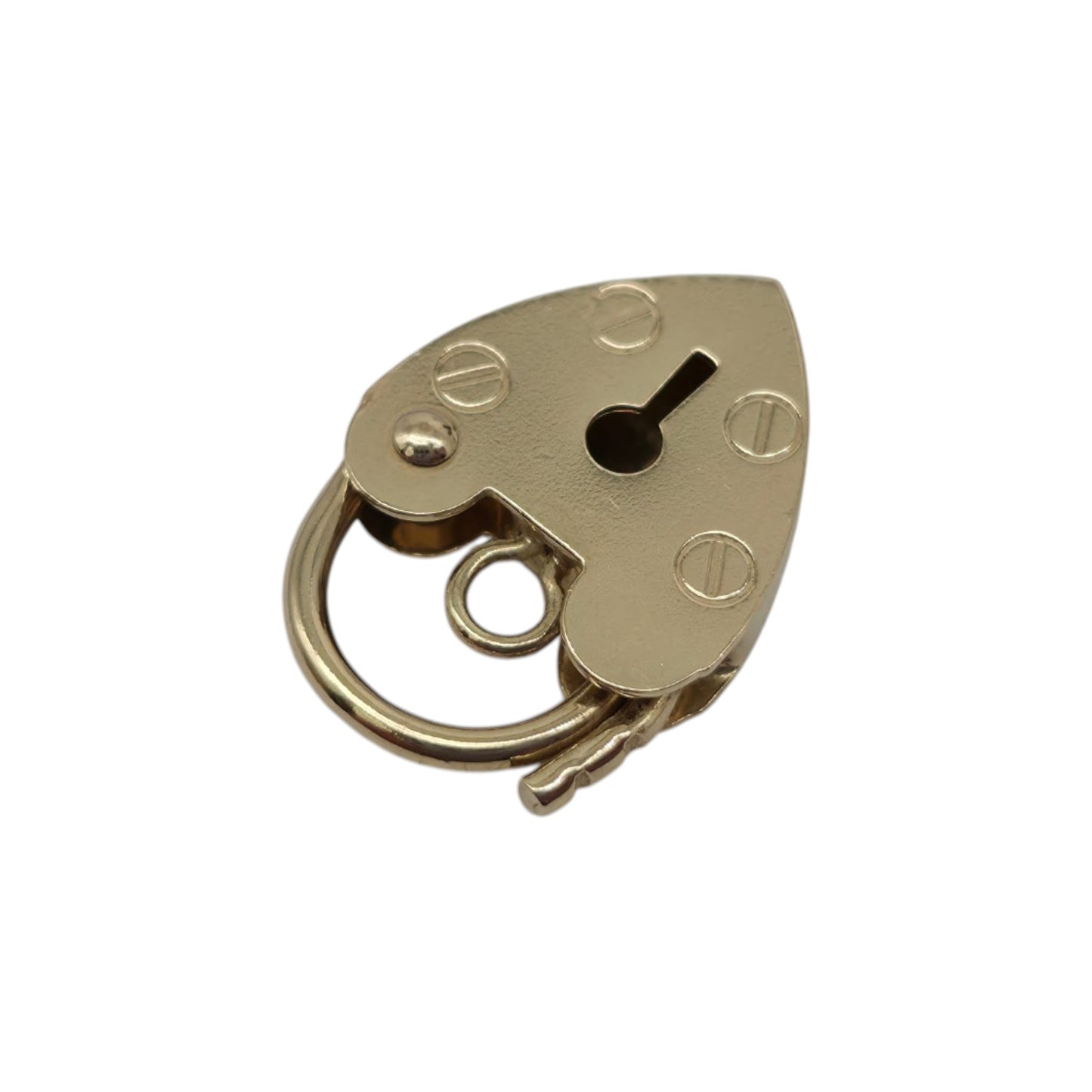 Petite 9ct 375 Yellow Gold Heart Shaped Padlock L 1.3 cm 0.7 g.