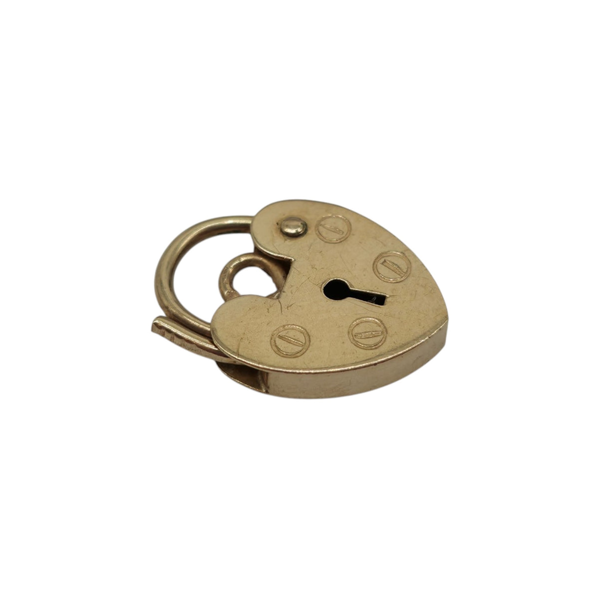 Petite 9ct 375 Yellow Gold Heart Shaped Padlock L 1.4 cm 0.7 g.