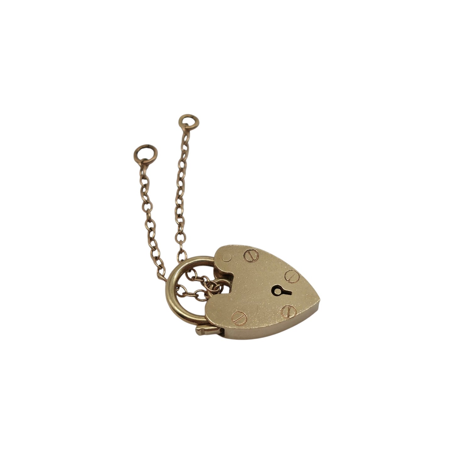 9ct 375 Yellow Gold Heart Shaped Padlock 1964 L 2.1 cm 2.8 g.