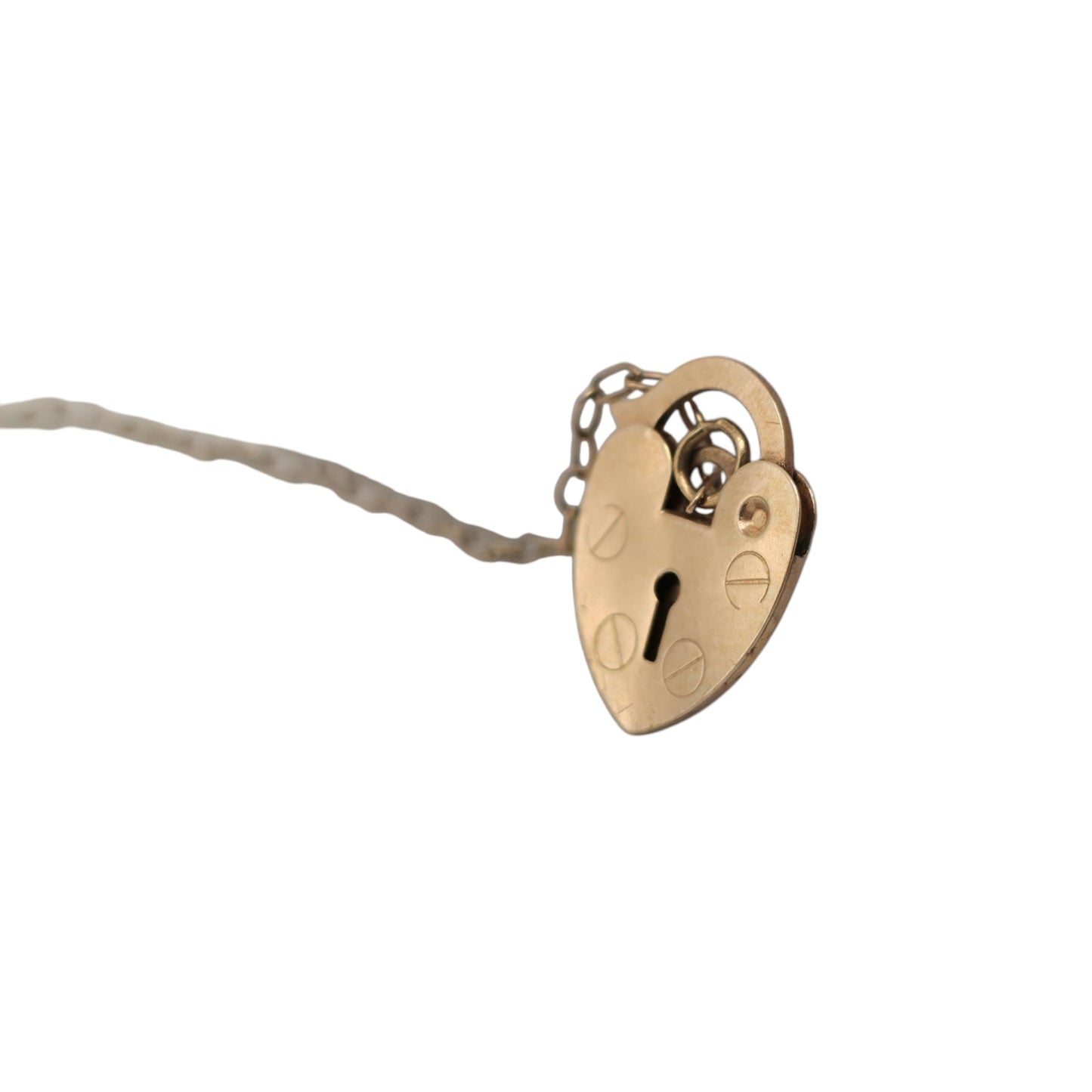Petite 9ct 375 Yellow Gold Heart Shaped Padlock L 1.3 cm 0.4 g.