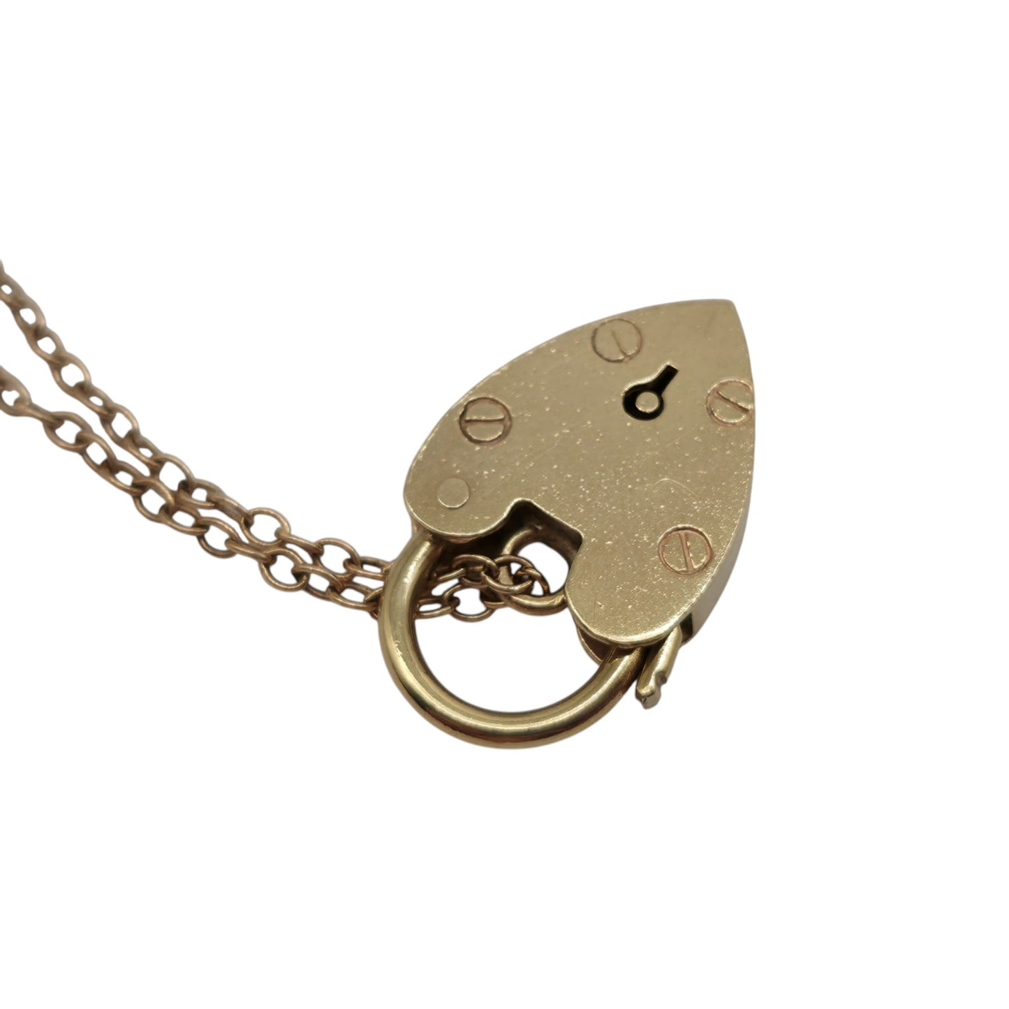 9ct 375 Yellow Gold Heart Shaped Padlock 1964 L 2.1 cm 2.8 g.