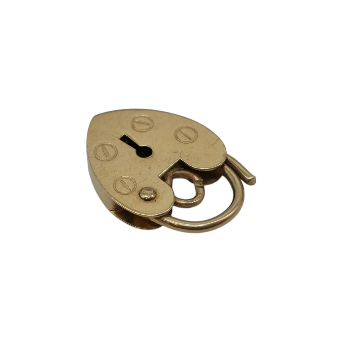 Petite 9ct 375 Yellow Gold Heart Shaped Padlock L 1.4 cm 0.7 g.