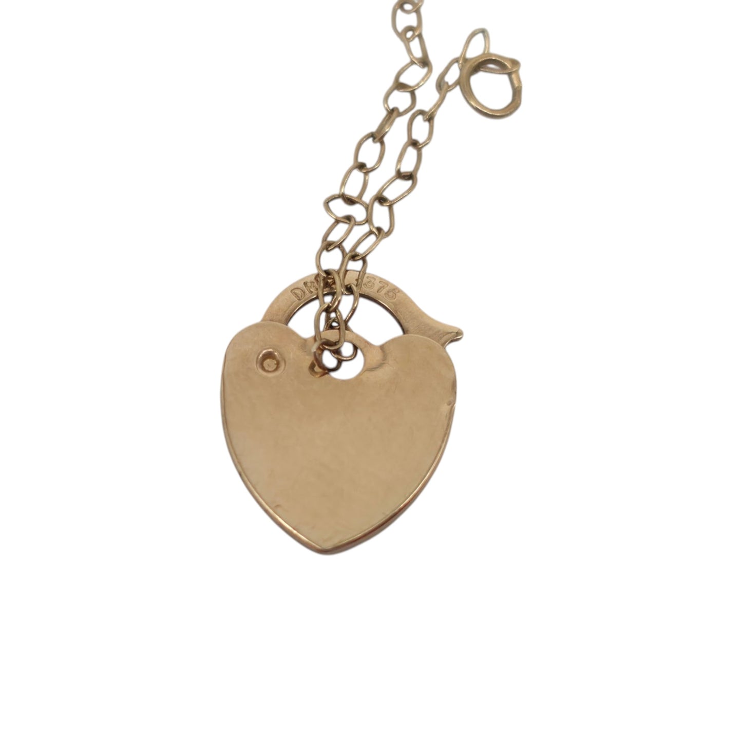 Petite 9ct 375 Yellow Gold Heart Shaped Padlock L 1.3 cm 0.4 g.