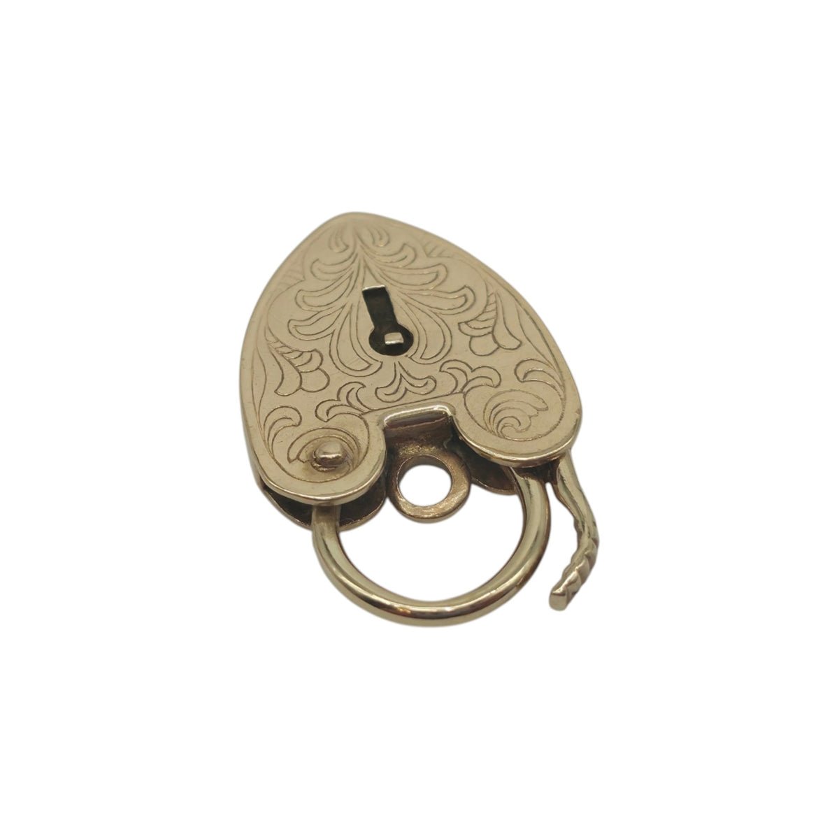 9ct 375 Yellow Gold Engraved Heart Shaped Padlock 1972 L 2.2 cm 2.8 g.