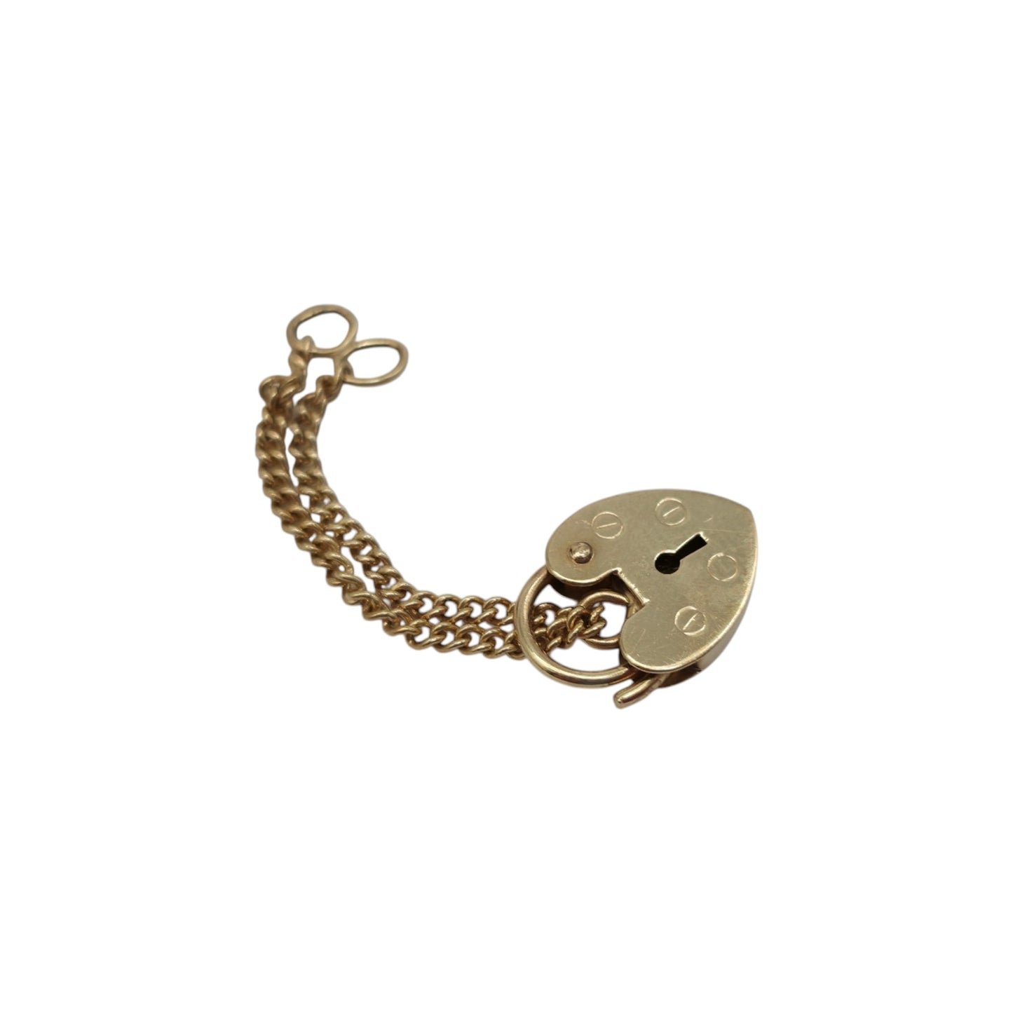 9ct 375 Yellow Gold Heart Shaped Padlock L 1.3 cm 1.2 g.