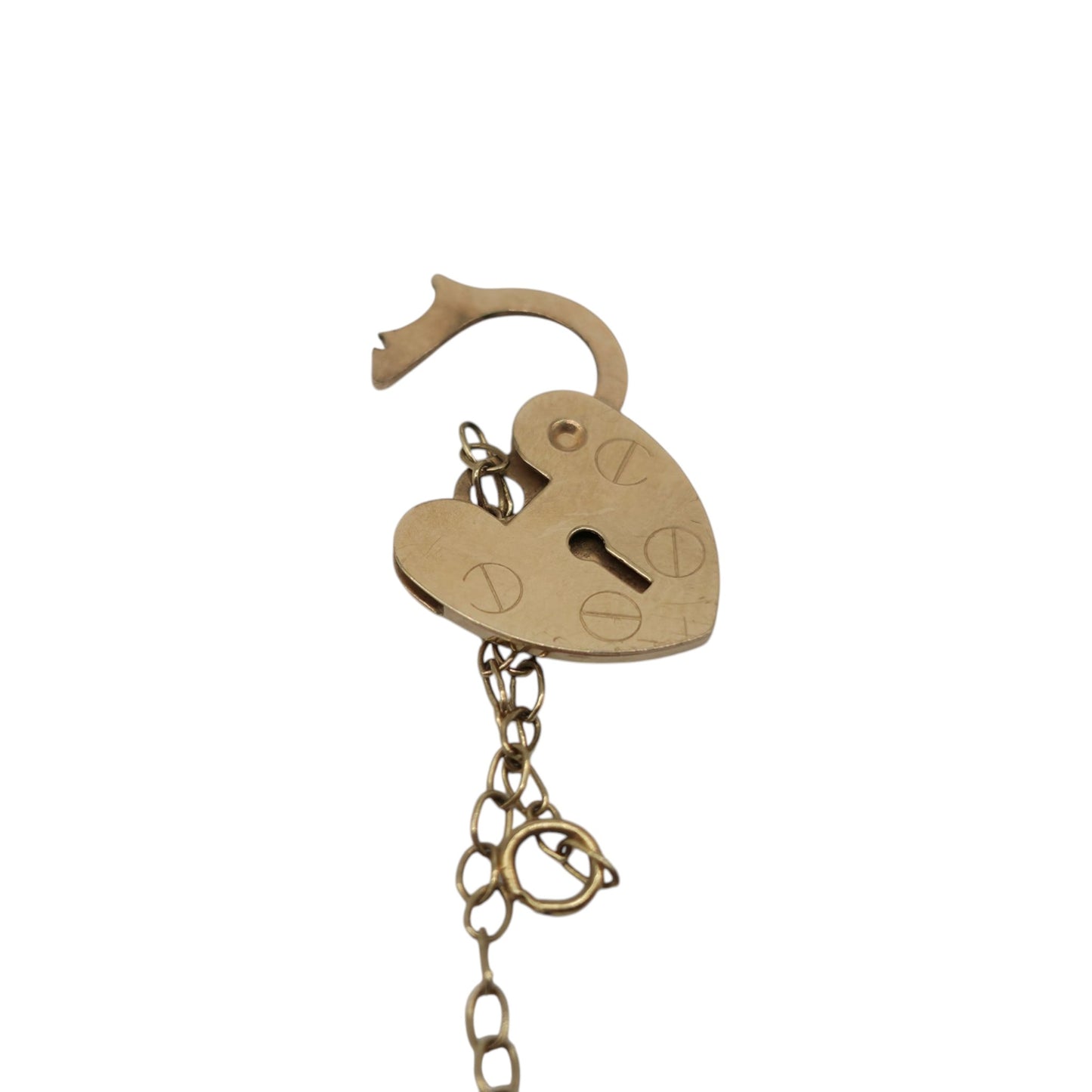 Petite 9ct 375 Yellow Gold Heart Shaped Padlock L 1.3 cm 0.4 g.