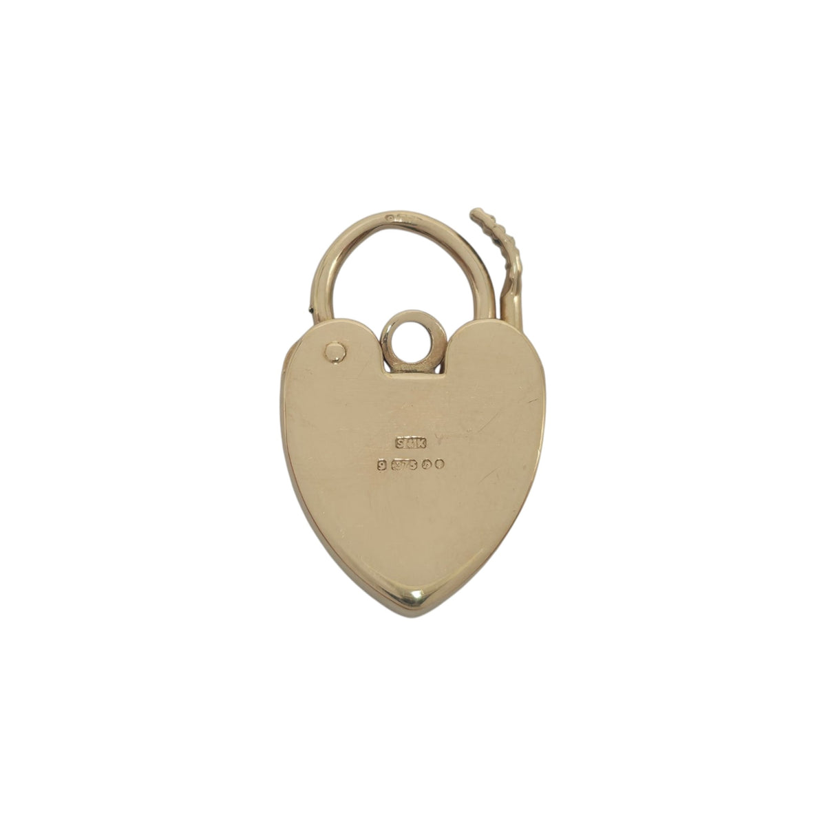 9ct 375 Yellow Gold Engraved Heart Shaped Padlock 1972 L 2.2 cm 2.8 g.