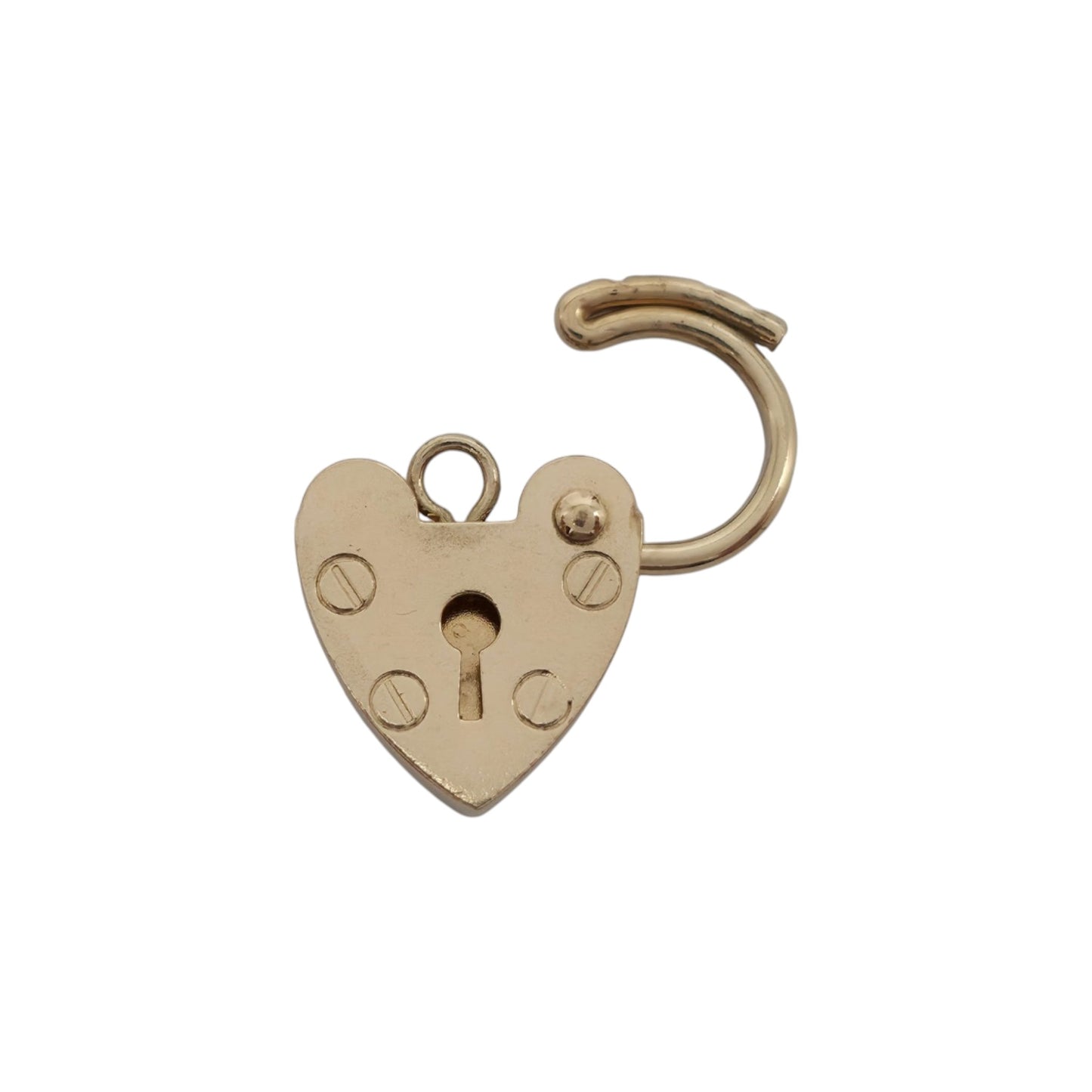 Petite 9ct 375 Yellow Gold Heart Shaped Padlock L 1.3 cm 0.7 g.