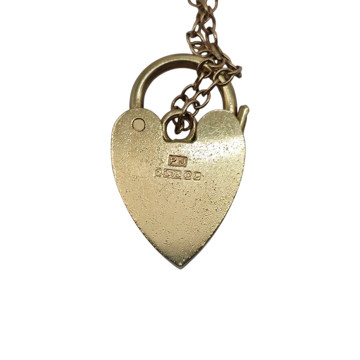 9ct 375 Yellow Gold Heart Shaped Padlock 1964 L 2.1 cm 2.8 g.
