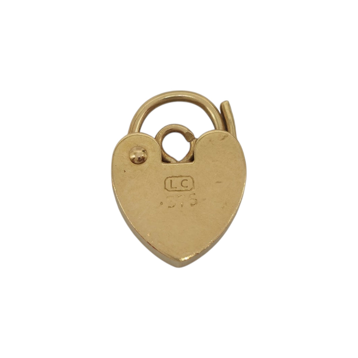 Petite 9ct 375 Yellow Gold Heart Shaped Padlock L 1.4 cm 0.7 g.
